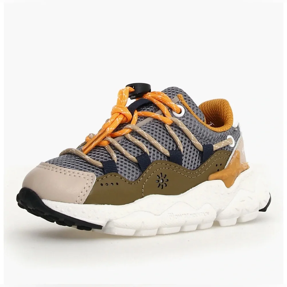 NWT Flower Mountain Raikiri Junior Sneaker in Beige-Taupe-Orange - Picture 2 of 13